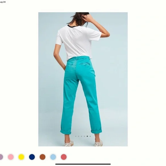Anthropologie Relaxed chino blue green OOS online size 27 - Picture 3 of 12
